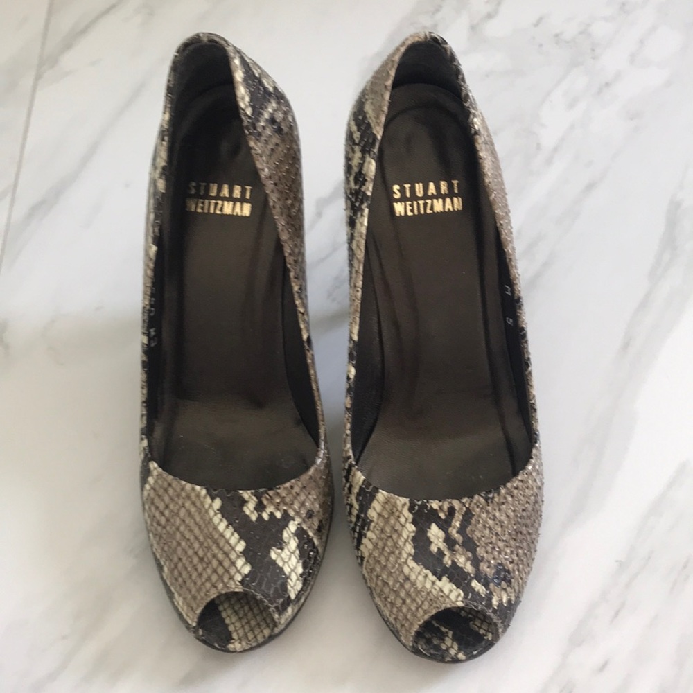 Stuart Weitzman snake skin pump.